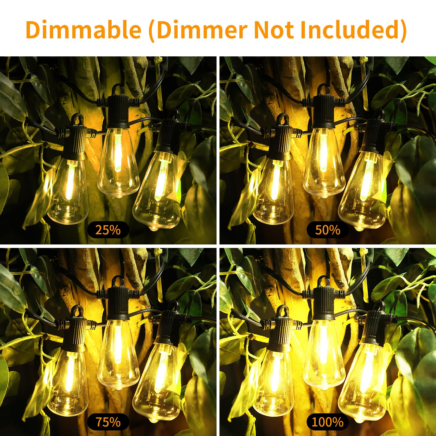 ZOTOYI 50 ft lights connectable end-to-end, up to 20 strands for larger displays.