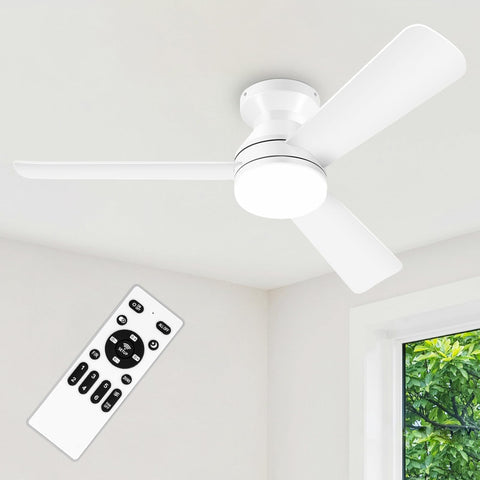 ZOUQILAI 42-inch white ceiling fan with light remote offers easy climate control.