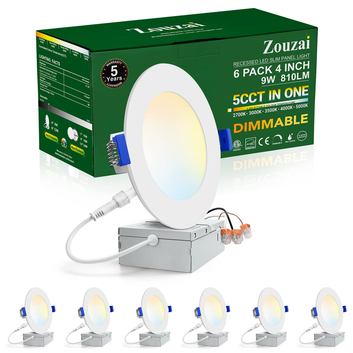 Zouzai 4-inch recessed light with J-box enables quick retrofit.