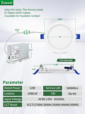 Zouzai dimmable LED can light for smooth lighting levels