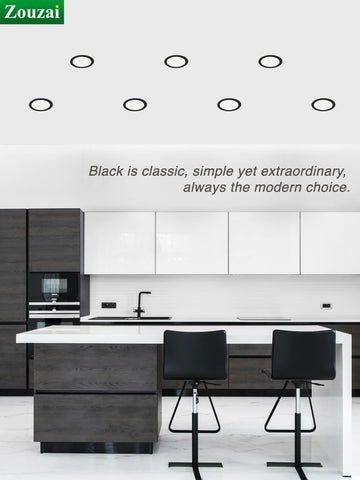 Zouzai four inch black LED recessed light with junction box for easy installation