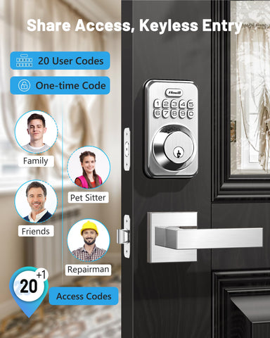 Zowill keypad deadbolt with backlit display for easy entry at night.