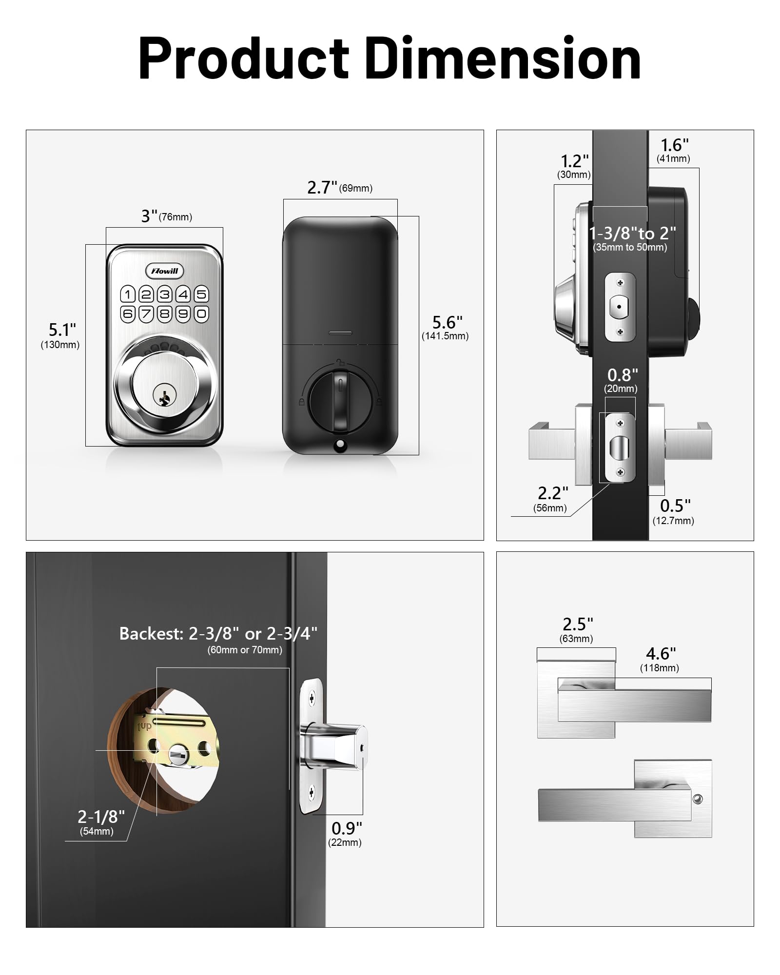 Zowill long-battery-life lock with low-battery alert for hassle-free operation.