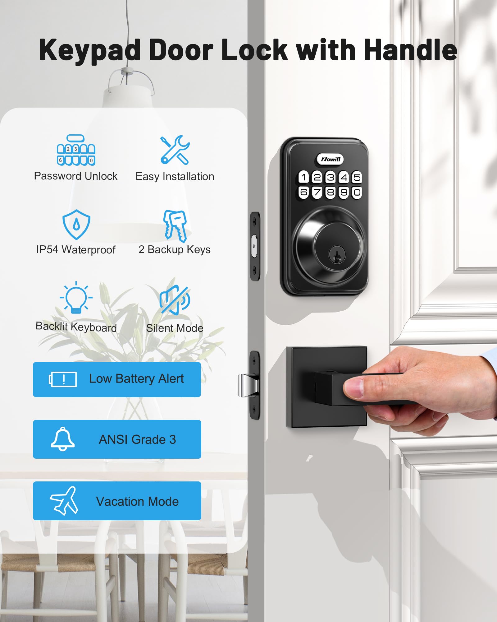 Zowill weatherproof IP54 exterior lock protected from the elements