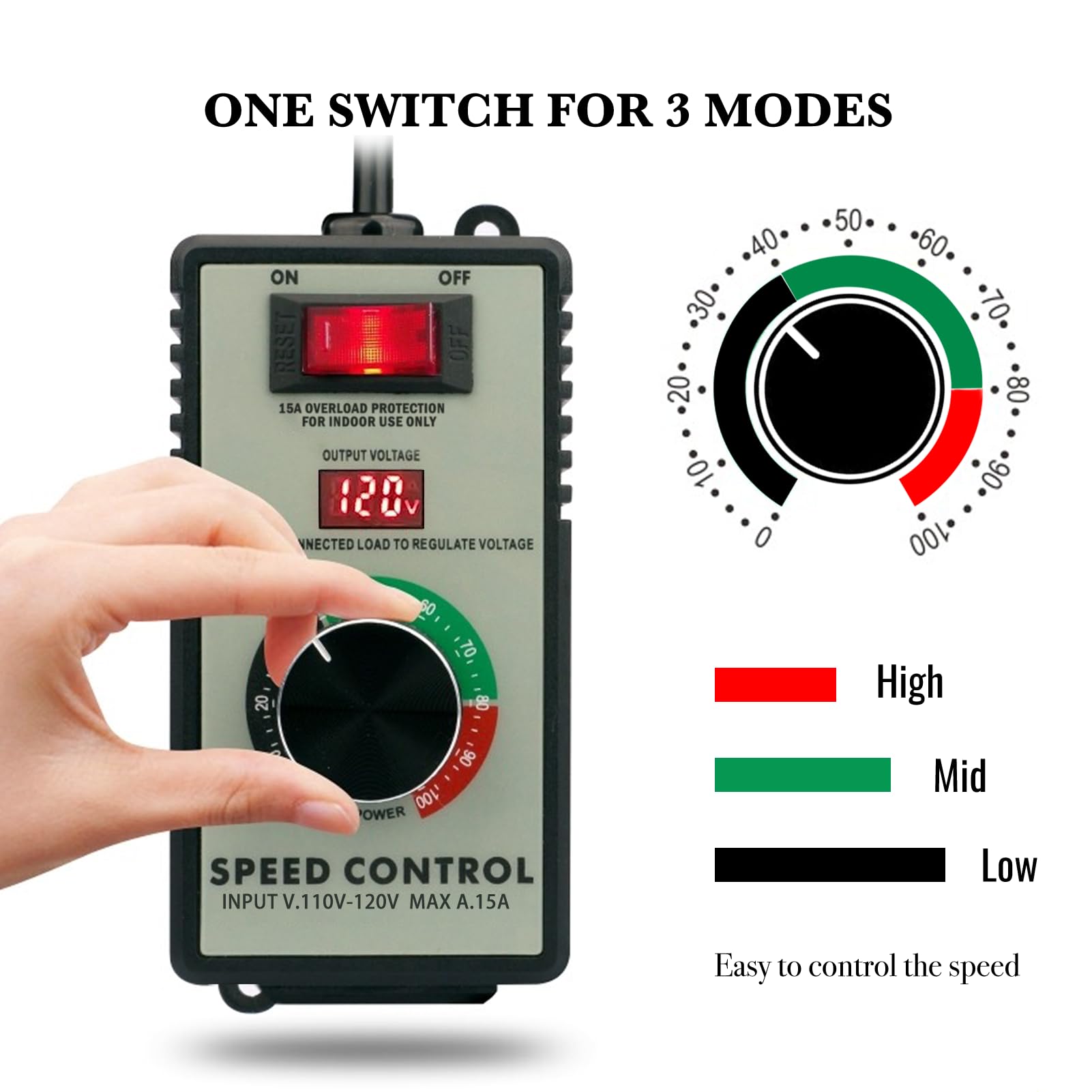 ZOWZEA control knob and LED display enable precise voltage adjustments