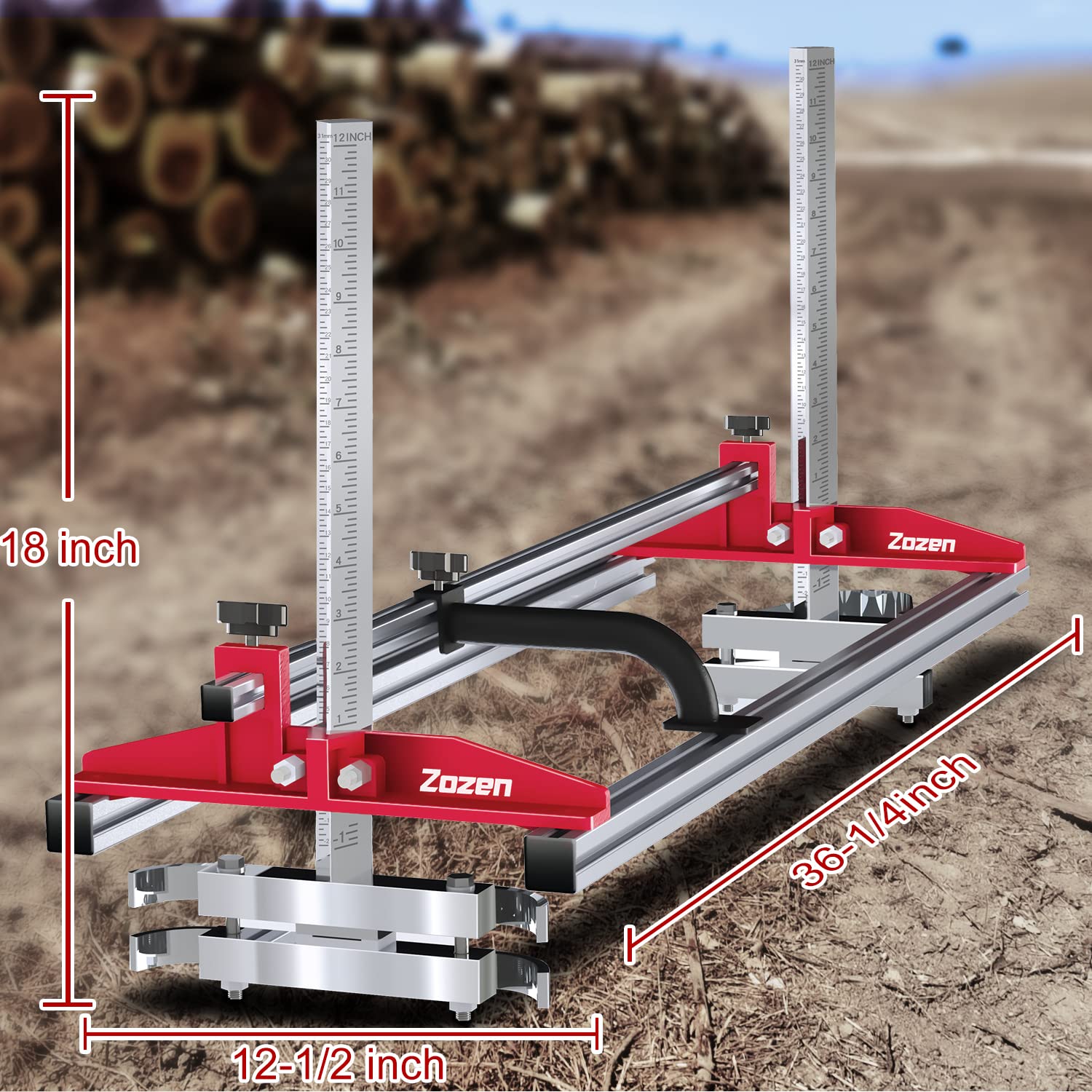 Zozen mill supports 14-36 inch bars for varied timber.