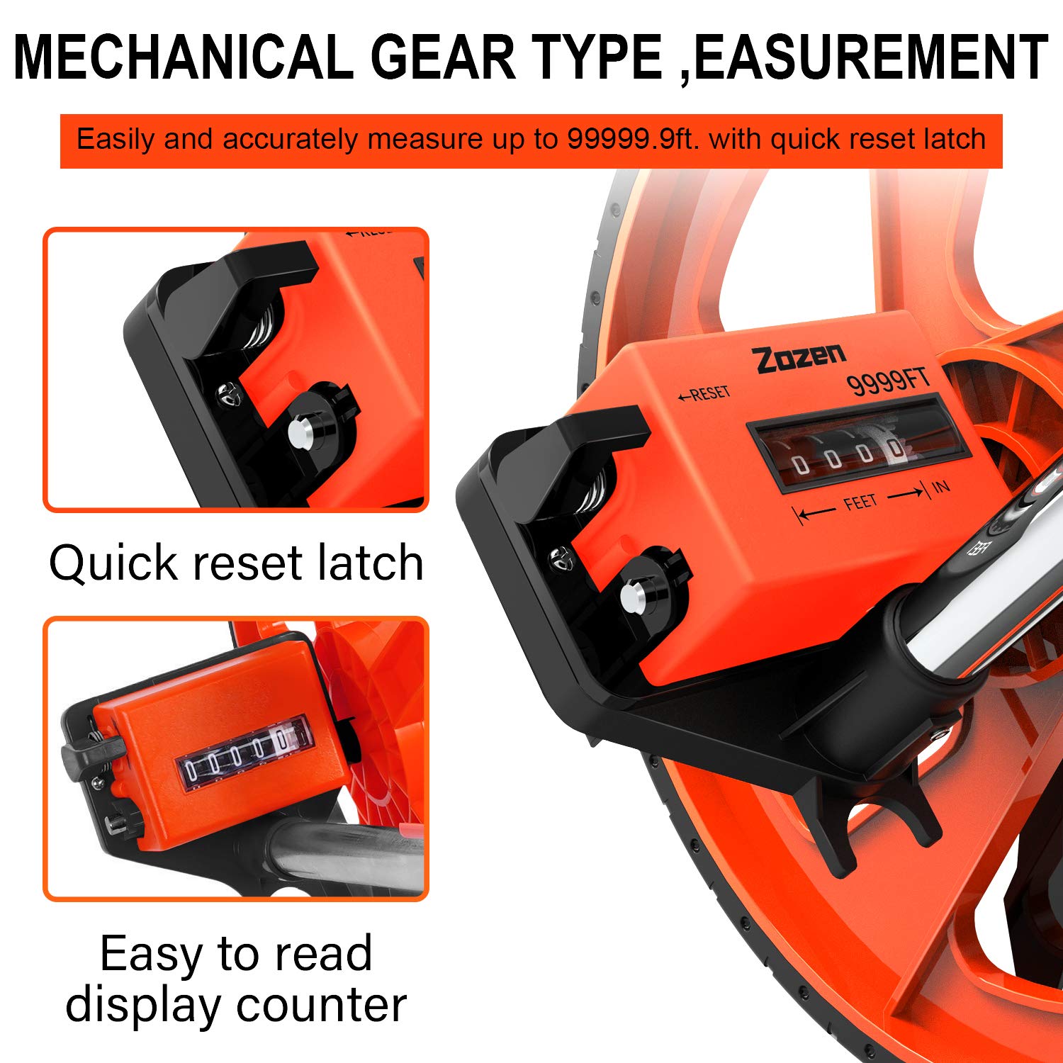 Zozen wheel extended to 40 inches for precise outdoor measurements.