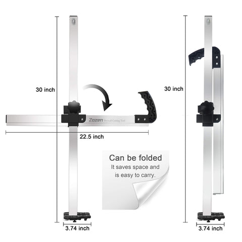 Zozen drywall cutter showing metric and imperial scale for precise cuts