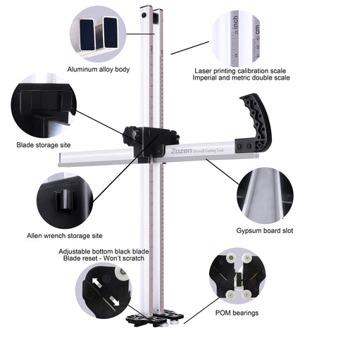 Zozen drywall cutter safety feature with reset blade for safe operation