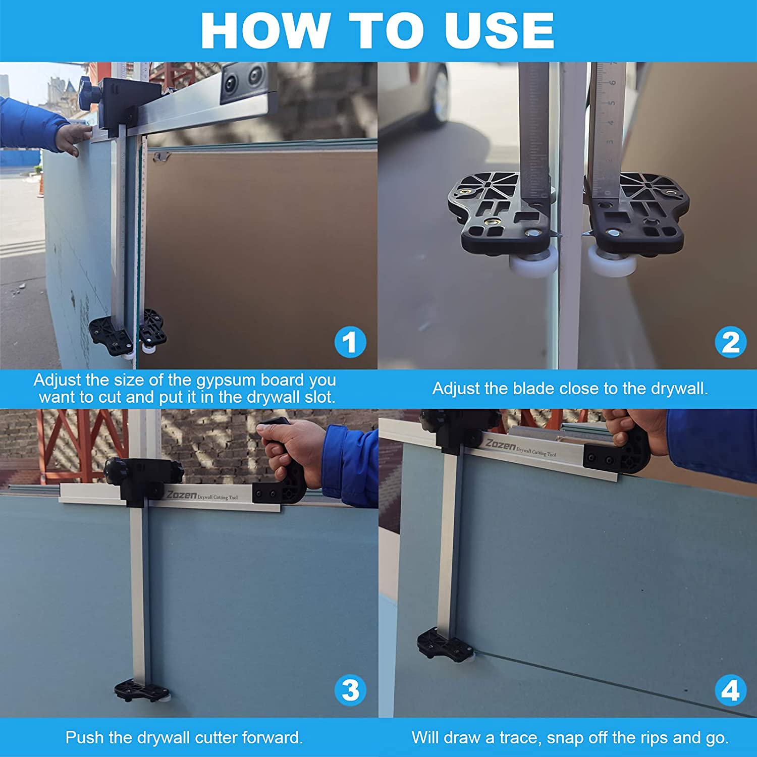 Zozen drywall cutter includes 10 spare blades stored on the device