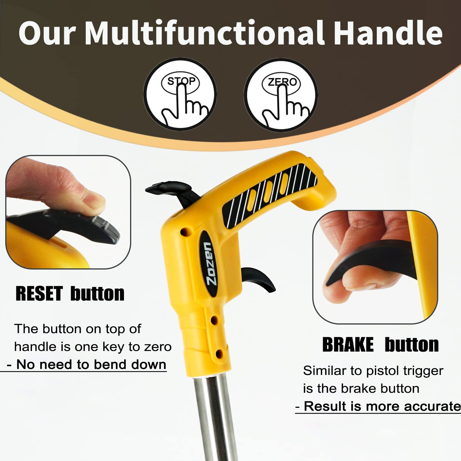 Zozen measure wheel zero reset button enables quick remeasurement