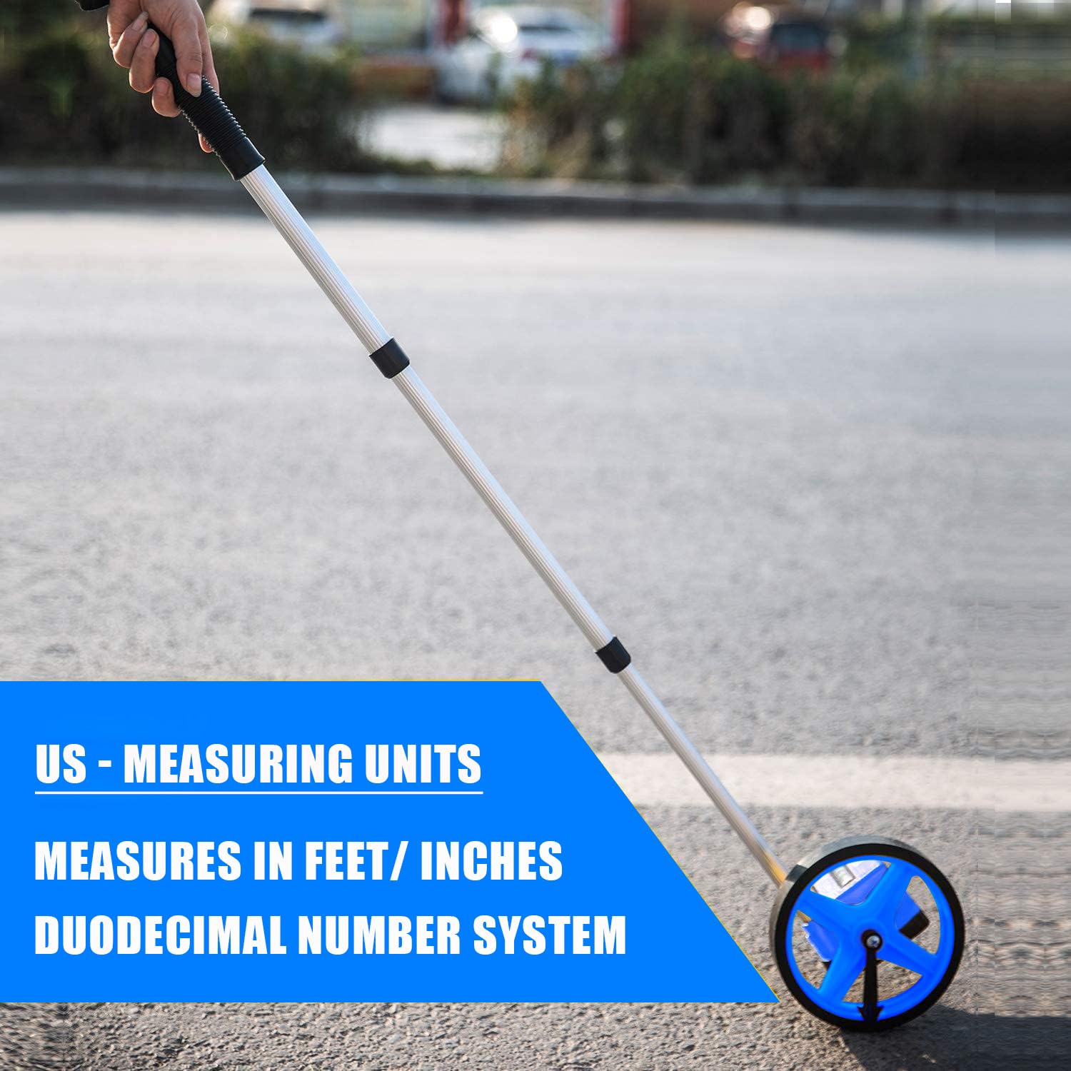 Zozen measuring wheel showing 10,000 ft capacity for long outdoor distances