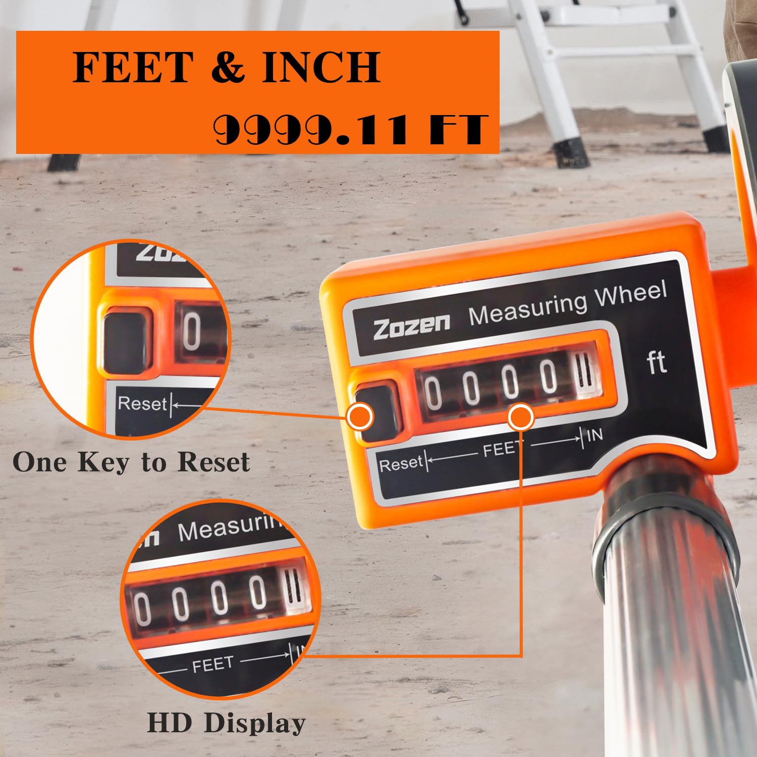 Zozen measuring wheel features a 4-inch wheel for smooth distance reading