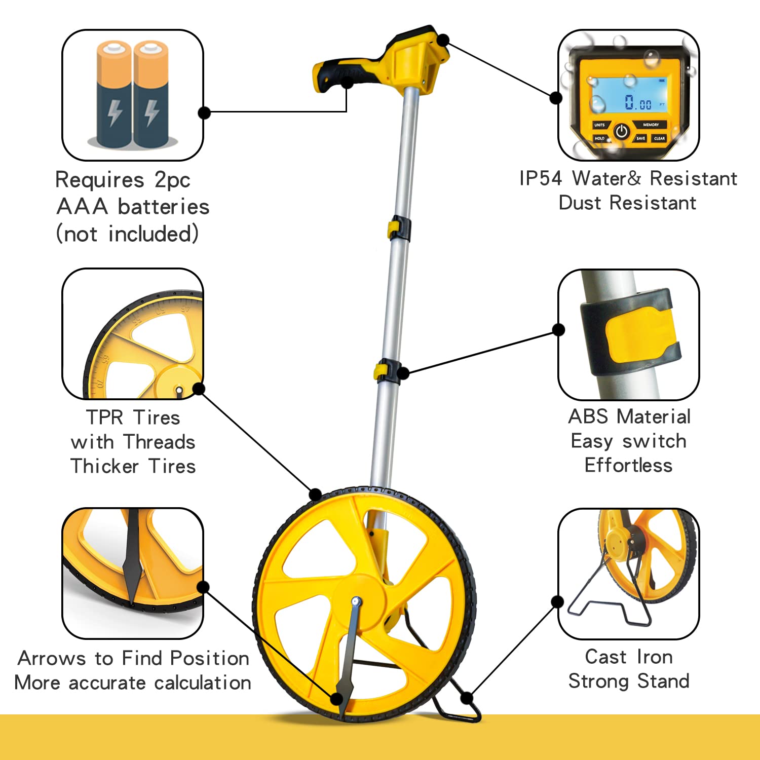 Zozen measuring wheel collapsed to 24 inches for portable storage