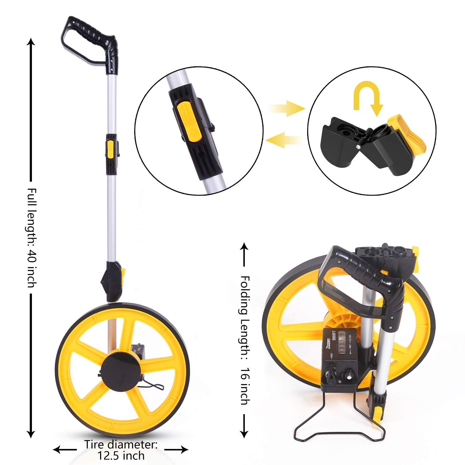 Zozen measuring wheel extended to 40 inches for long distances