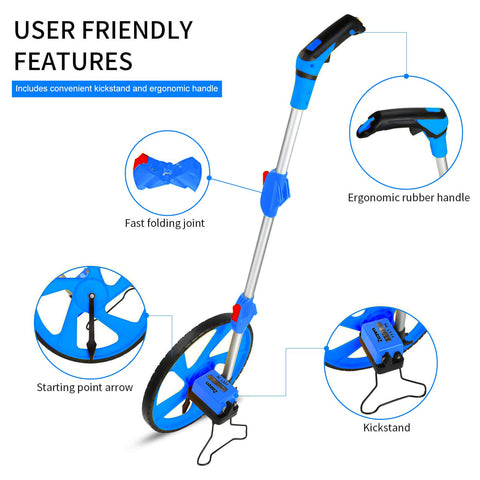 Zozen Measuring Wheel kickstand deployed for hands-free setup.