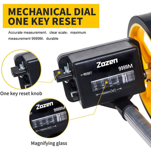 Extendable rod on Zozen wheel enabling versatile measurement in tight spaces