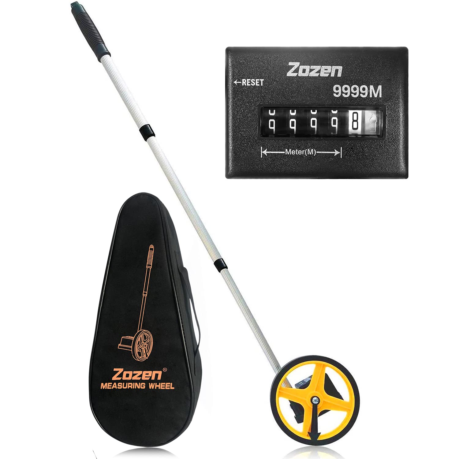 Zozen measuring wheel rolling distance in action for quick field measurements