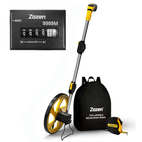Zozen measuring wheel in meters for precise surveying distances.