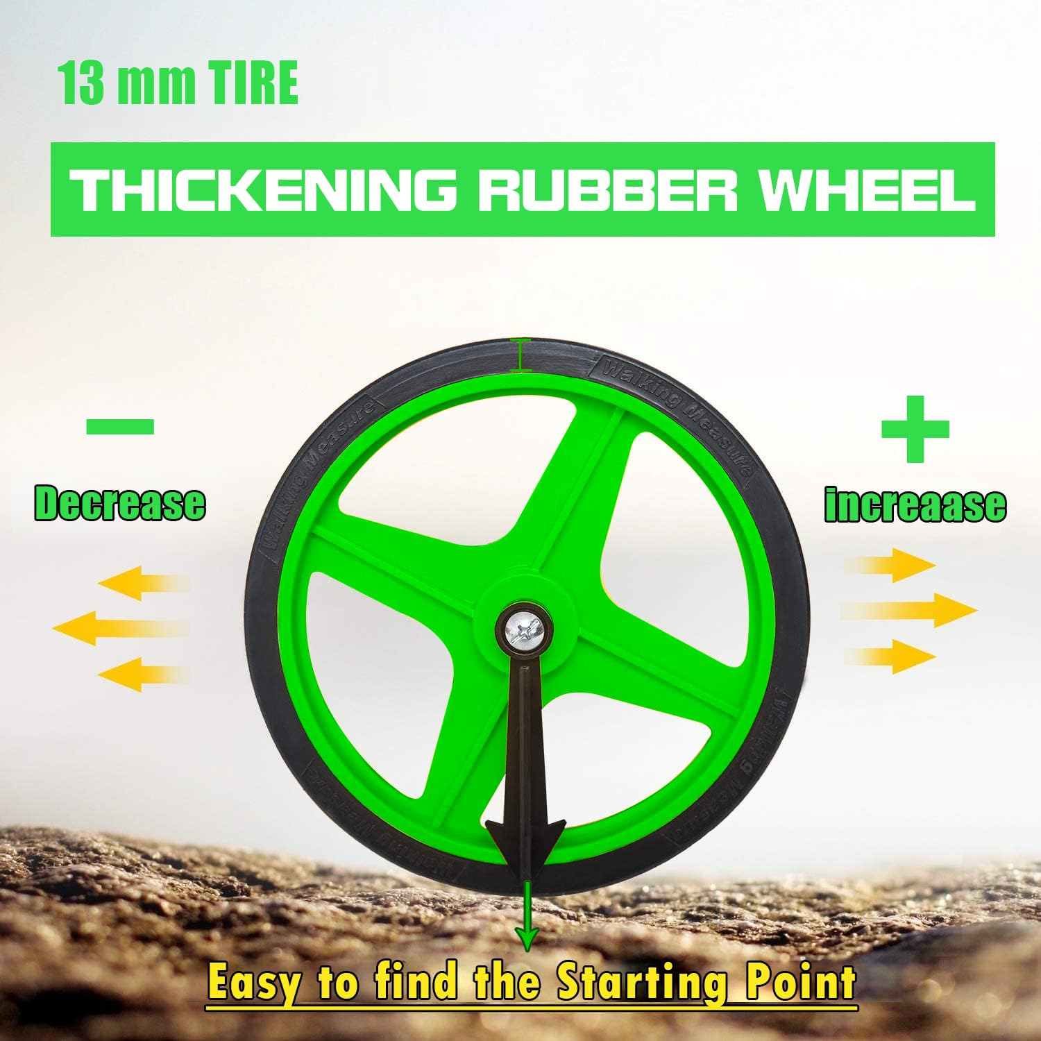 Zozen measuring wheel with telescopic pole extended for uneven terrain