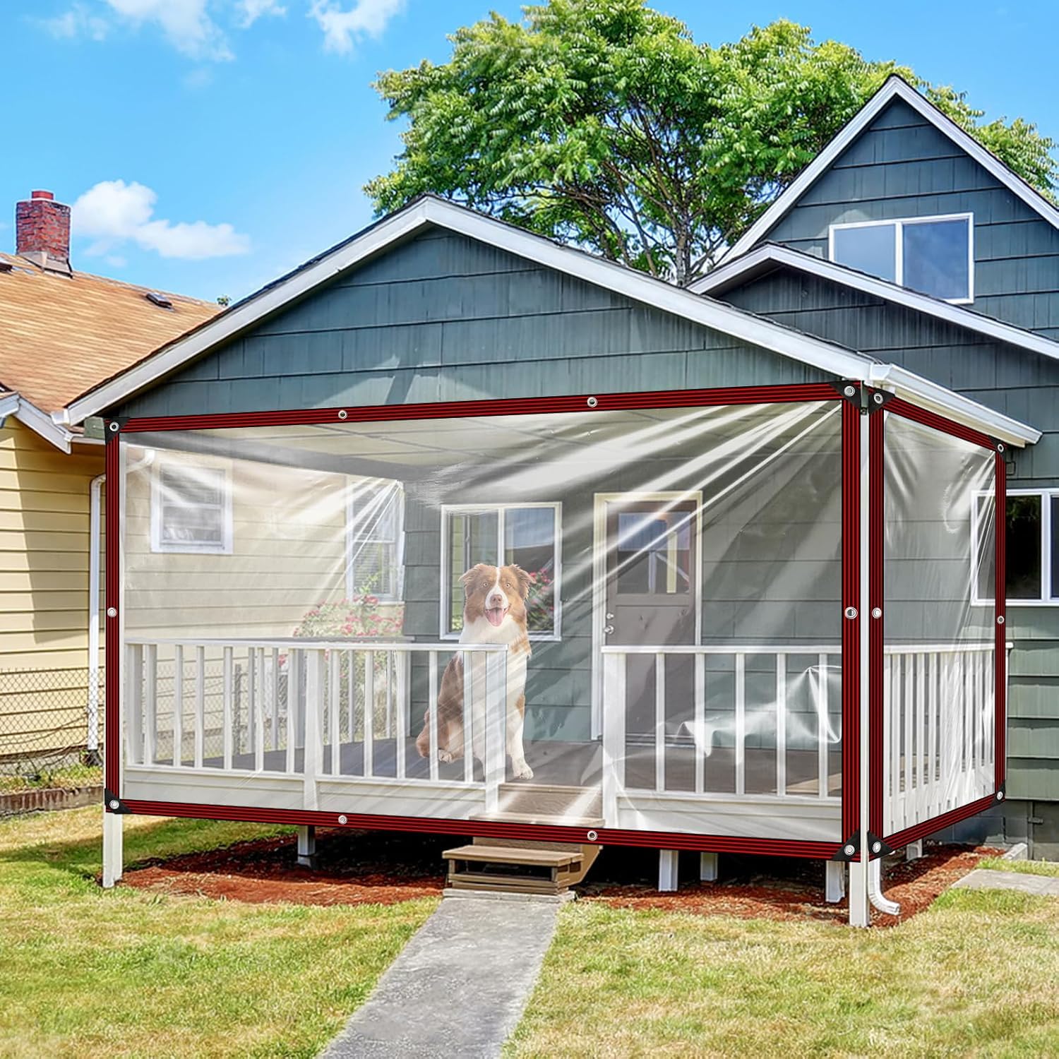 ZOZIJIU Chicken coop tarp guards pets from wind and rain