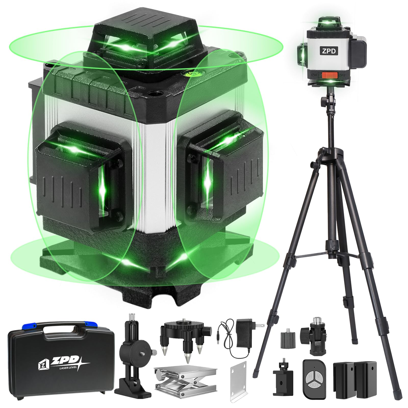 ZPD Laser Level front view showing 16 lines for precise room layout