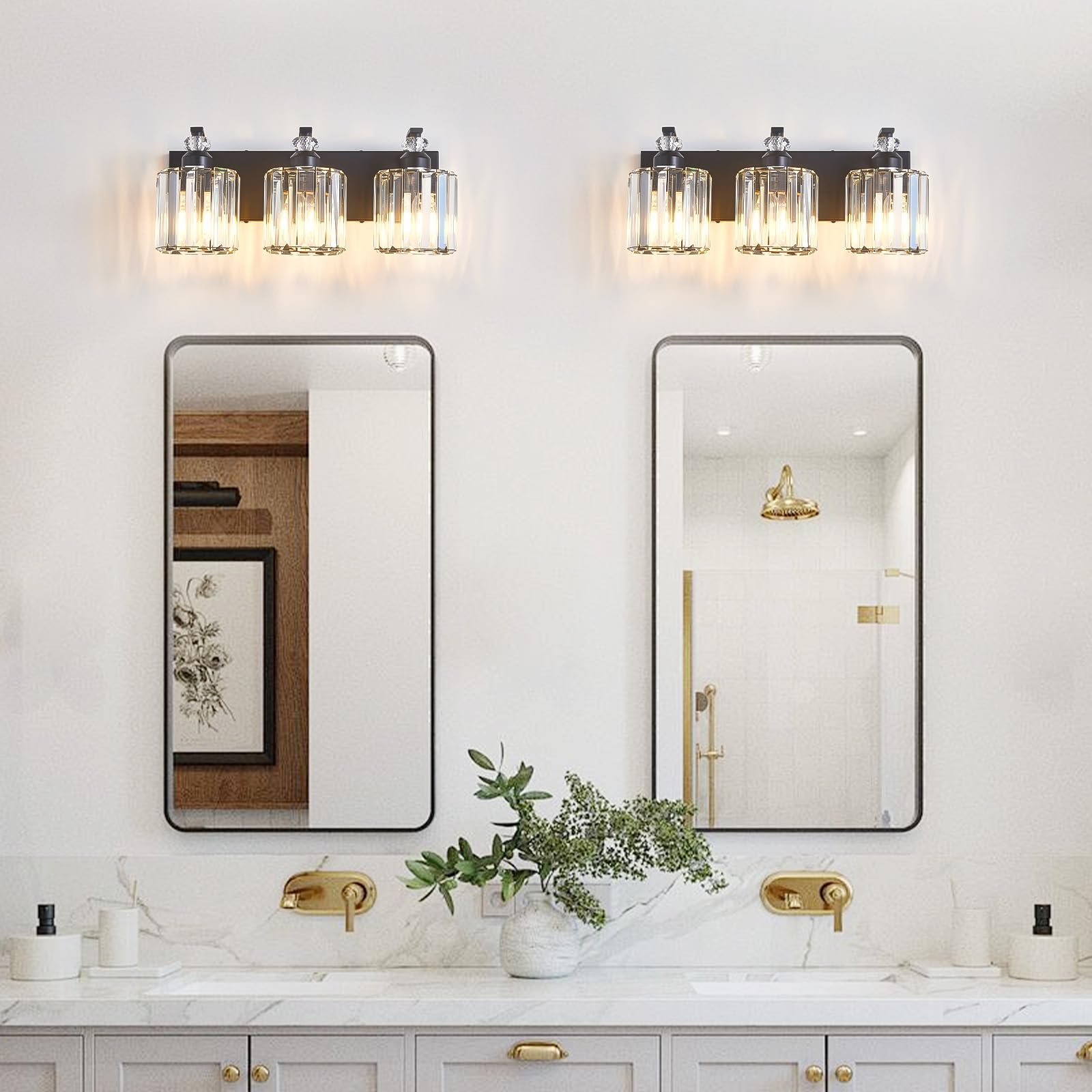 Zqoyn black vintage crystal wall sconce adds elegant ambience above the mirror