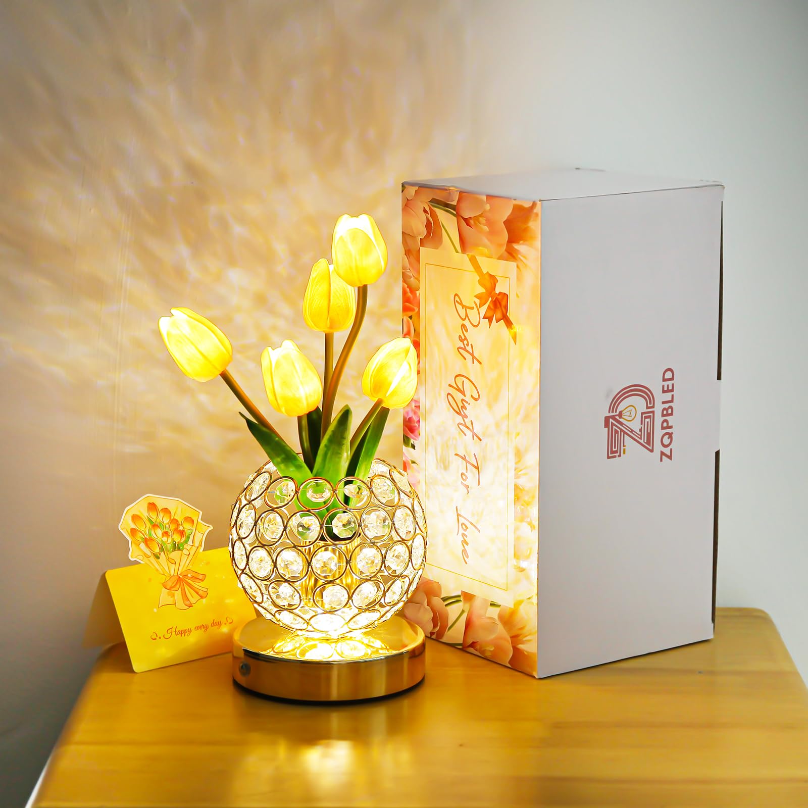 ZQPBLED crystal-based tulip lamp that enhances vintage-inspired decor