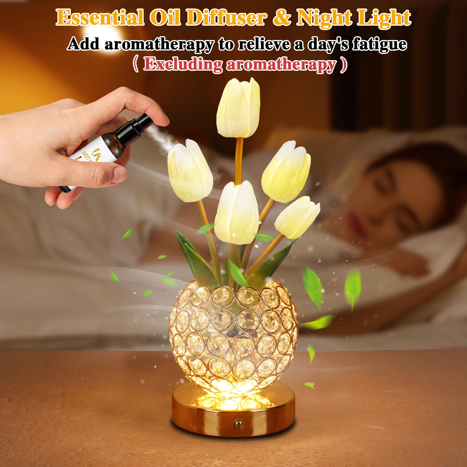 ZQPBLED pink tulip petals glow for a warm bedroom ambiance.