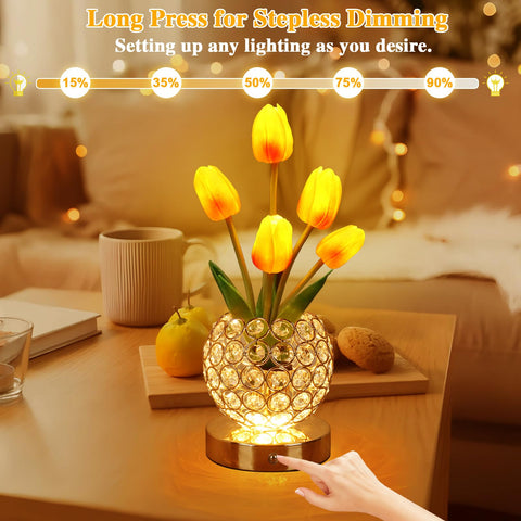 ZQPBLED Tulip petals diffuser section releasing fragrance while lit