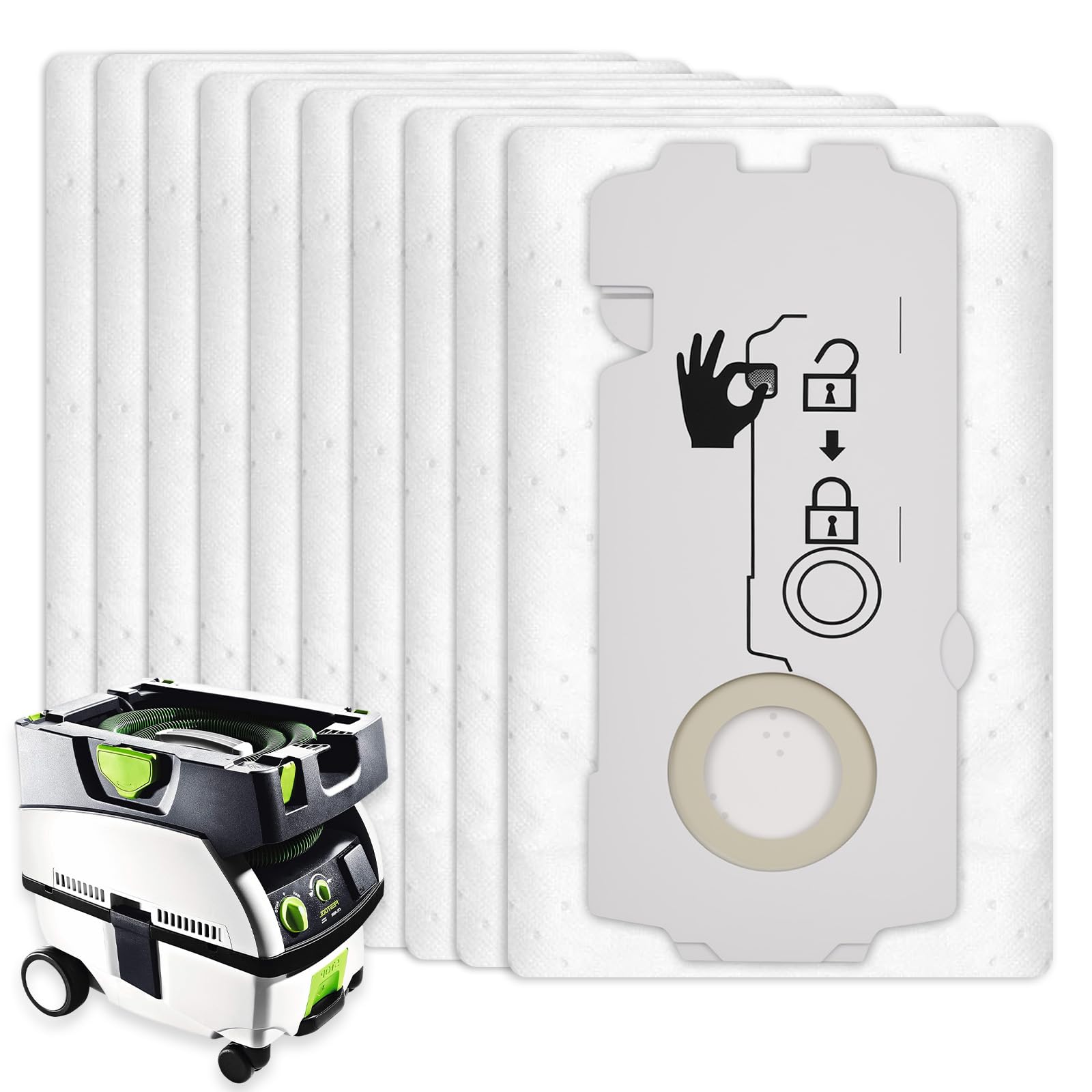 ZQZiQi 204308 vacuum bags for Festool CT Mini with collapsible design for full suction