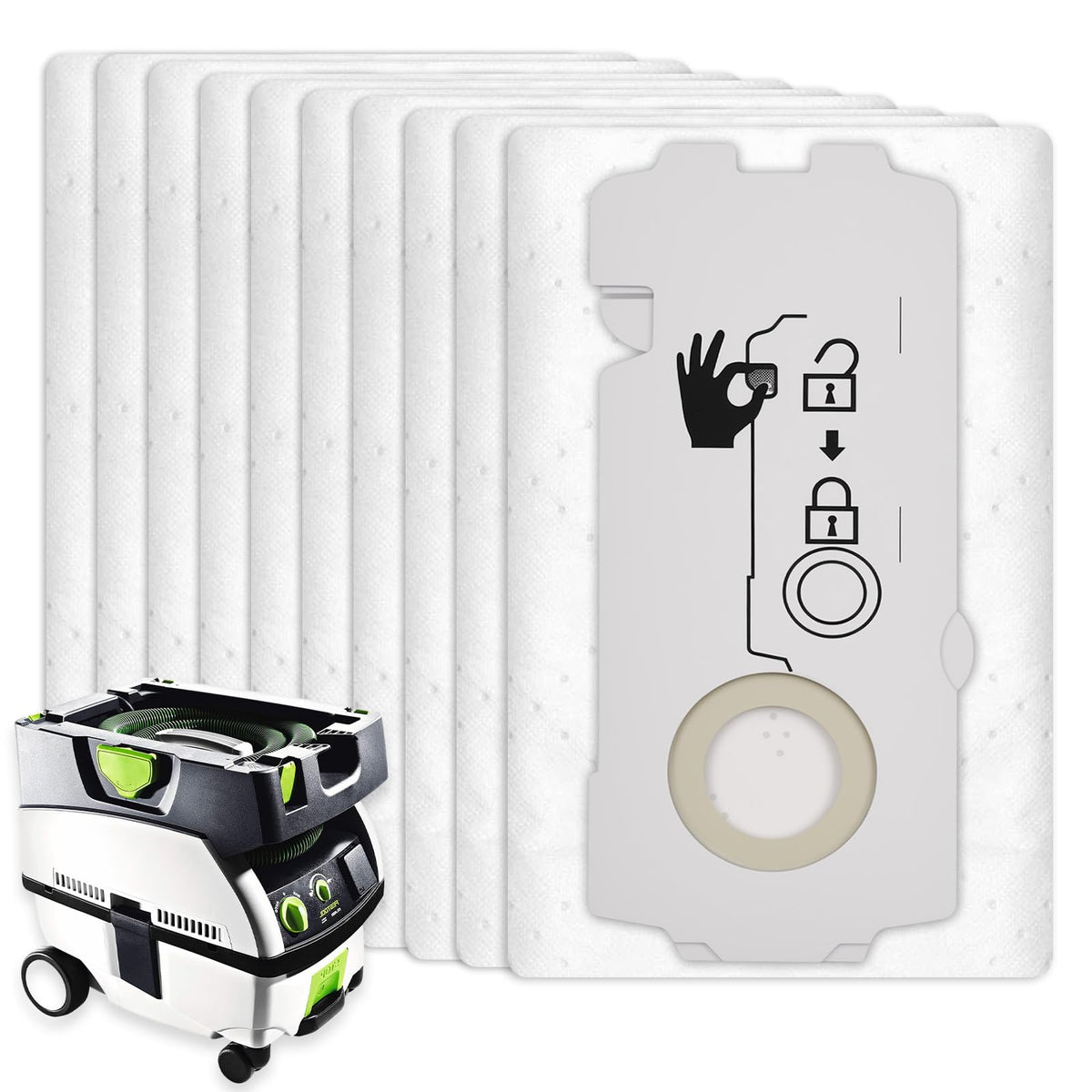 ZQZiQi 204308 vacuum bags for Festool CT Mini with collapsible design for full suction