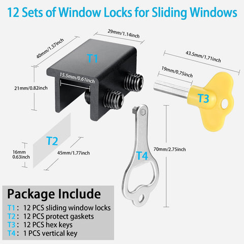 ZRFCXE Window Locks kit contents including keys and gaskets.