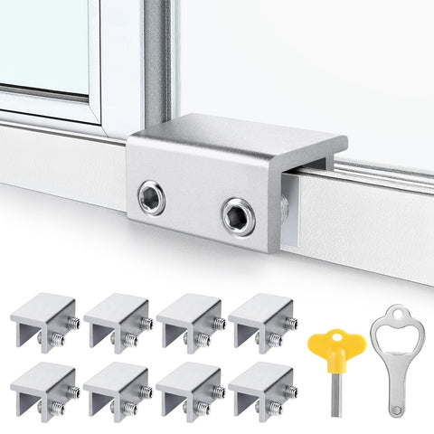 ZRFCXE 8-pack window locks secured on a sliding track for reliable safety.