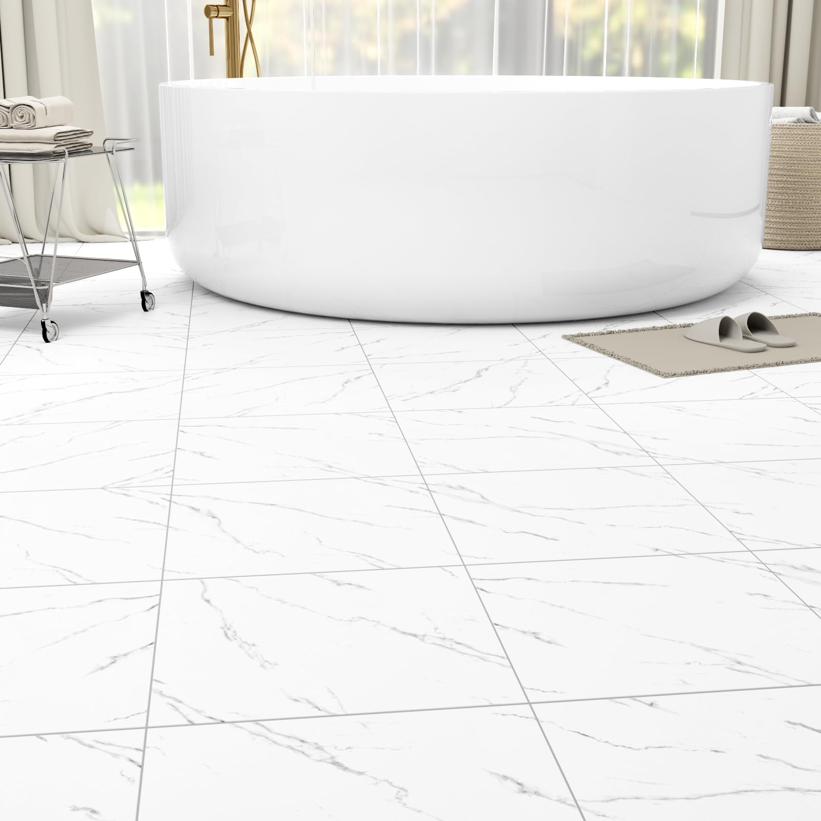 ZRJT 40-pack floor tiles close-up texture for realistic white vein marble