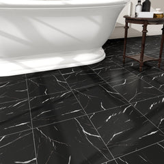 ZRJT Black Vein Marble tiles close-up showing durable texture