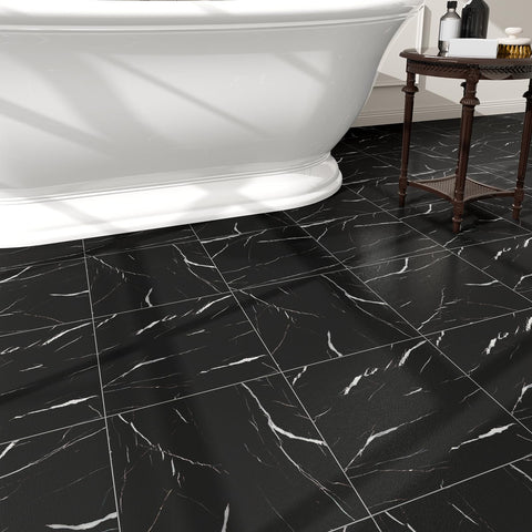 ZRJT Black Vein Marble tiles close-up showing durable texture