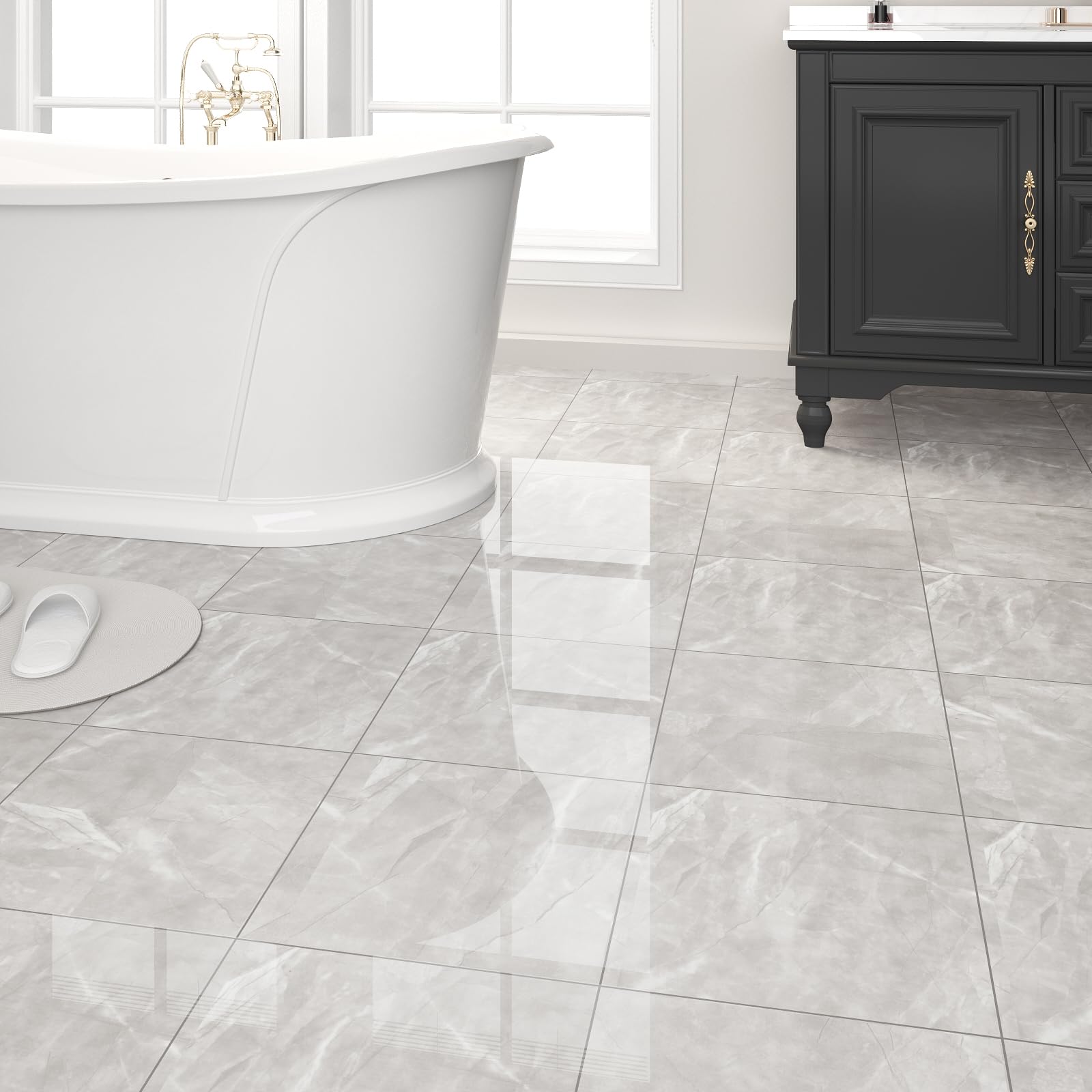 ZRJT light-grey marble pattern close-up shows realistic texture for stylish interiors.