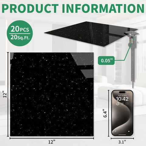 ZRJT Polish Black Galaxy marble tile peel-stick enhances living space aesthetics.