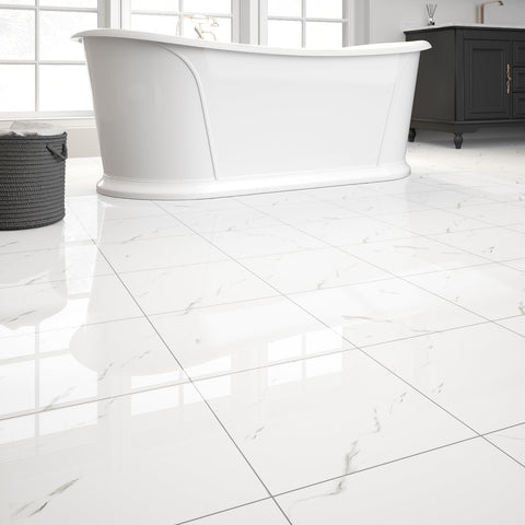 ZRJT polished white marble tiles 12x12 for easy DIY kitchen and bath installs