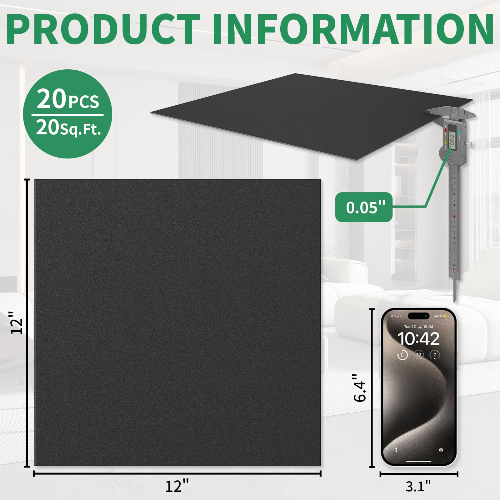 ZRJT easy-cut installation of pure black floor tile for corners and stairs.