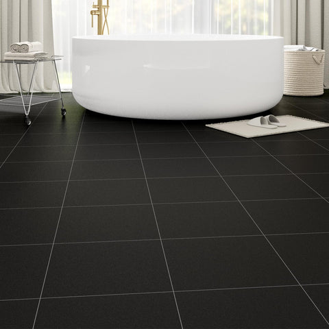 ZRJT pure black peel-stick floor tiles pack for quick, versatile DIY flooring