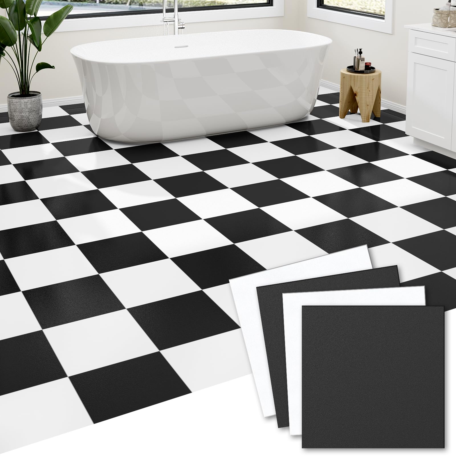 ZRJT pure black and pure white 12x12 tiles for a bold, versatile floor upgrade.