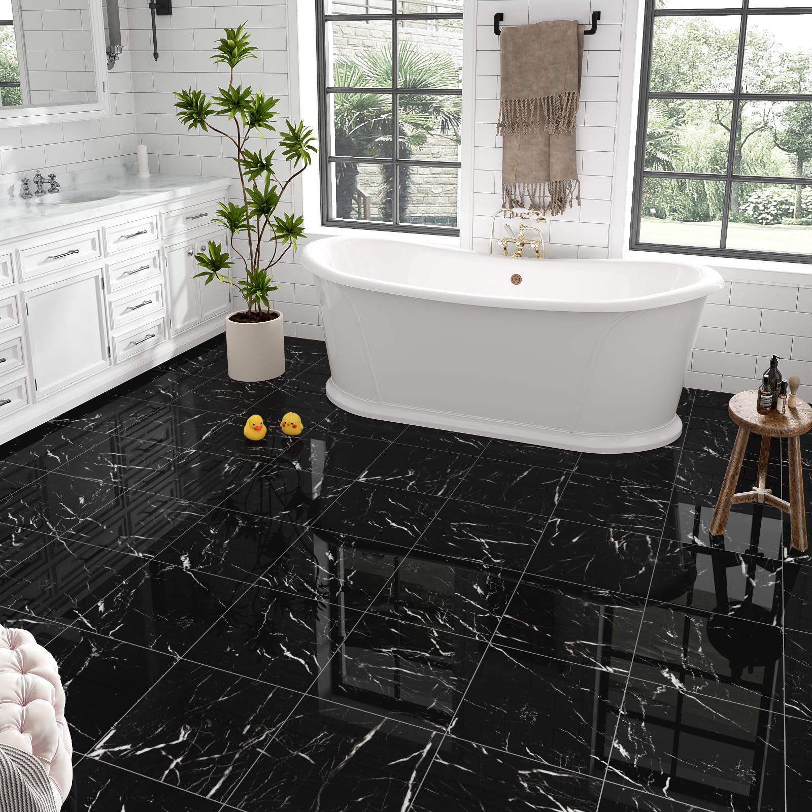 ZRJT self-adhesive floor tiles offering easy, mess-free installation.