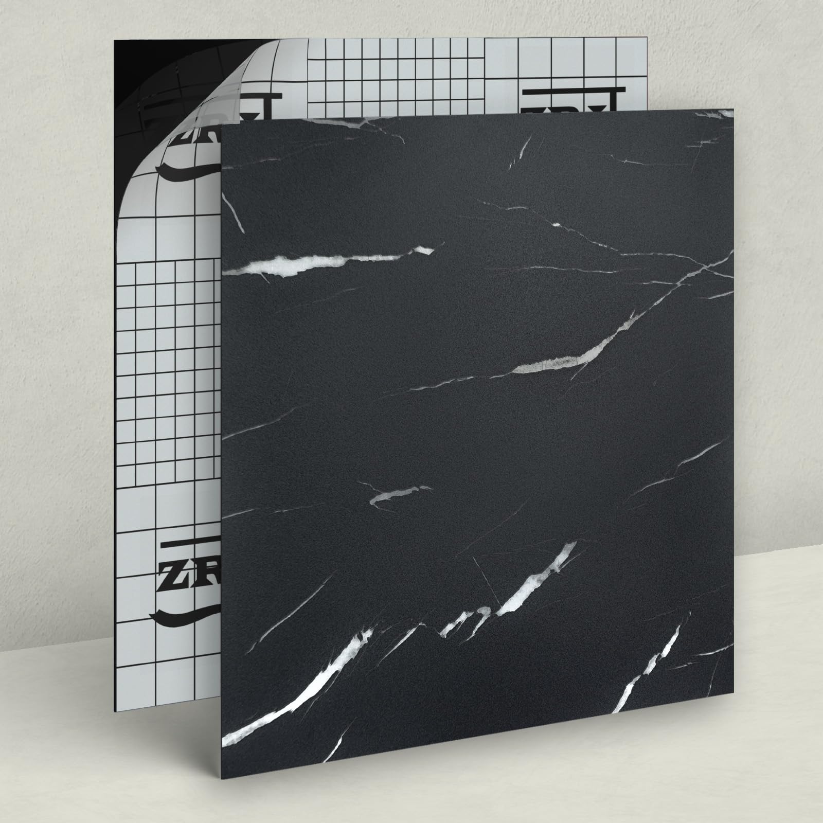 ZRJT Black Vein Marble tiles in a bathroom highlighting waterproof surface
