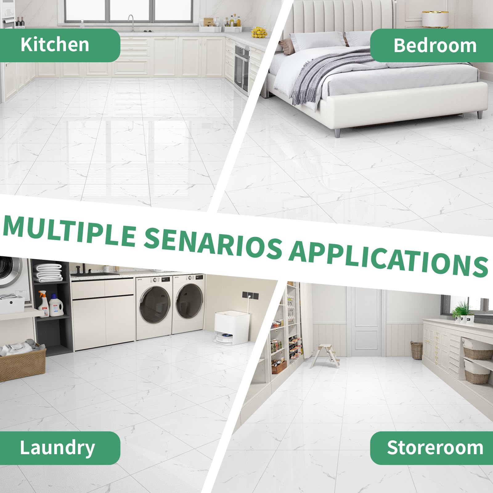 ZRJT white marble pattern tiles 12x12 for living rooms and entryways