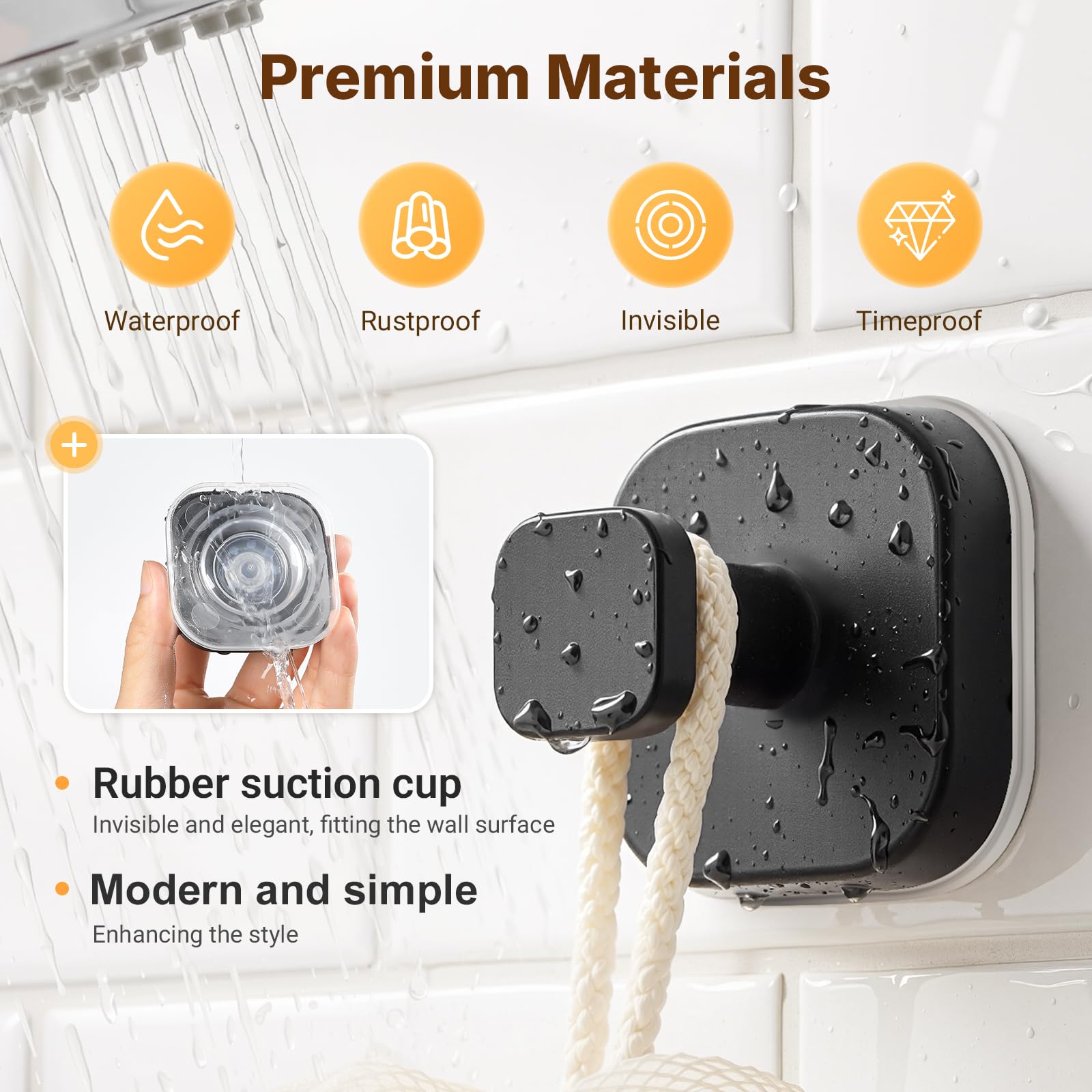 Zrpot bathroom hooks twist-lock-mechanism enables quick, damage-free installation