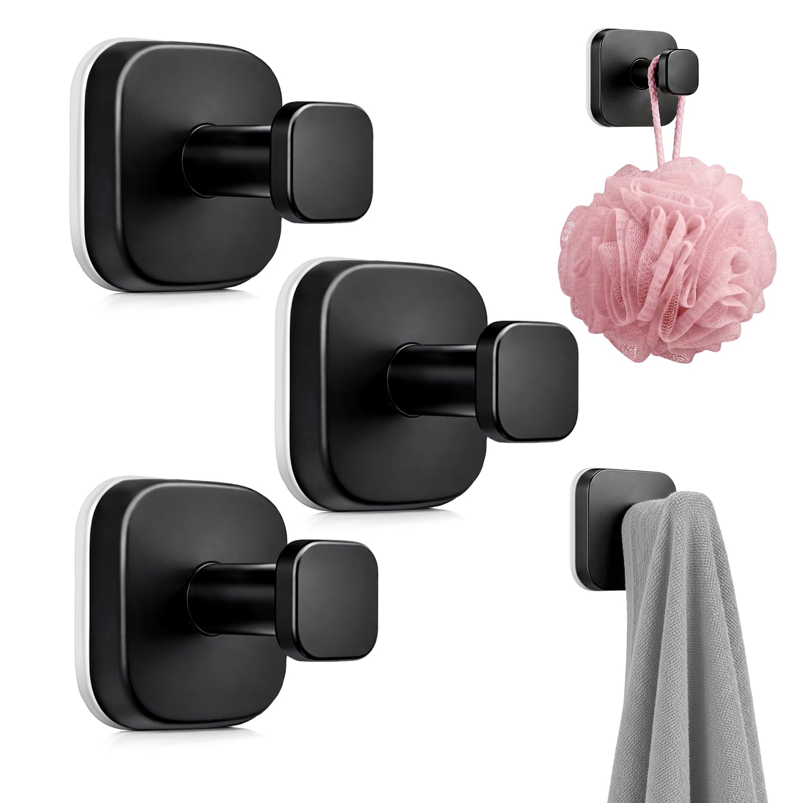 Zrpot bathroom hooks vacuum-suction-base secure towels on smooth surfaces
