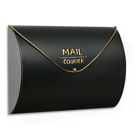ZSHAWN outdoor wall-mount mailbox with black finish enhances curb appeal and weather protection.