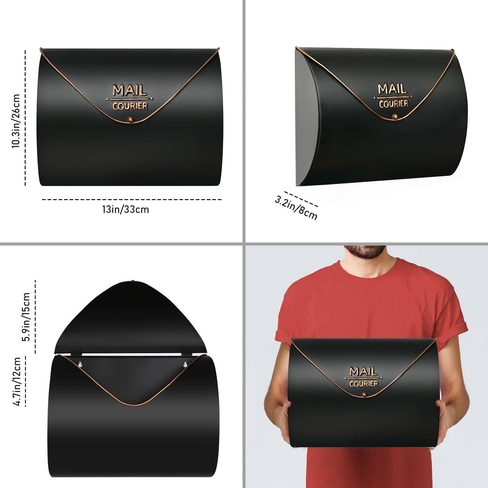 ZSHAWN 13x3.24x10.3-inch capacity stores mail, magazines, and small parcels.